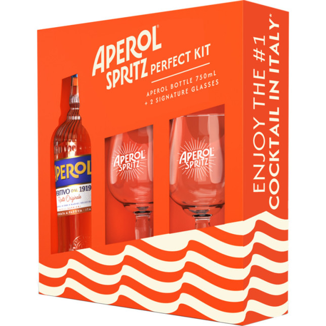 Aperol Aperitivo with 2 Signature Glasses Gift Set