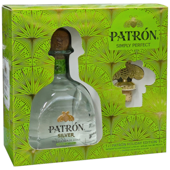 Patrón Silver Holiday Edition + One Bee Decanter Closure